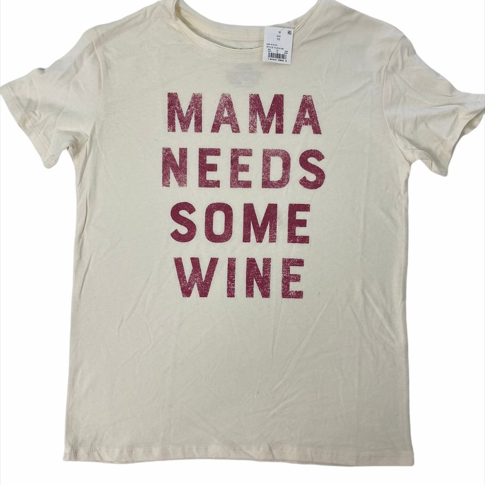 Fifth Sun Mama Needs Wine Cream T-Shirt Sz XS